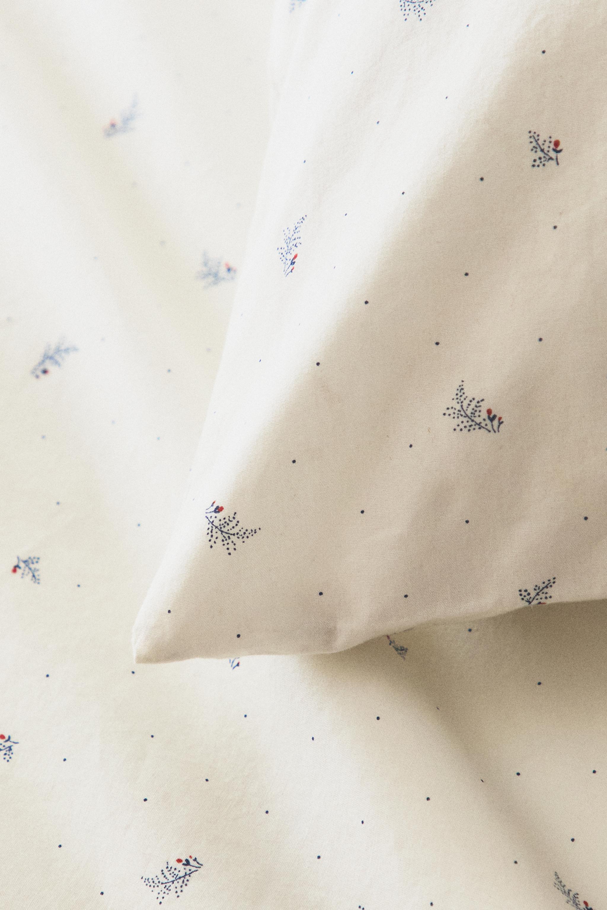 HOUSSE DE COUETTE EN COTON POUR ENFANTS À MOTIF FEUILLES ET POINTS